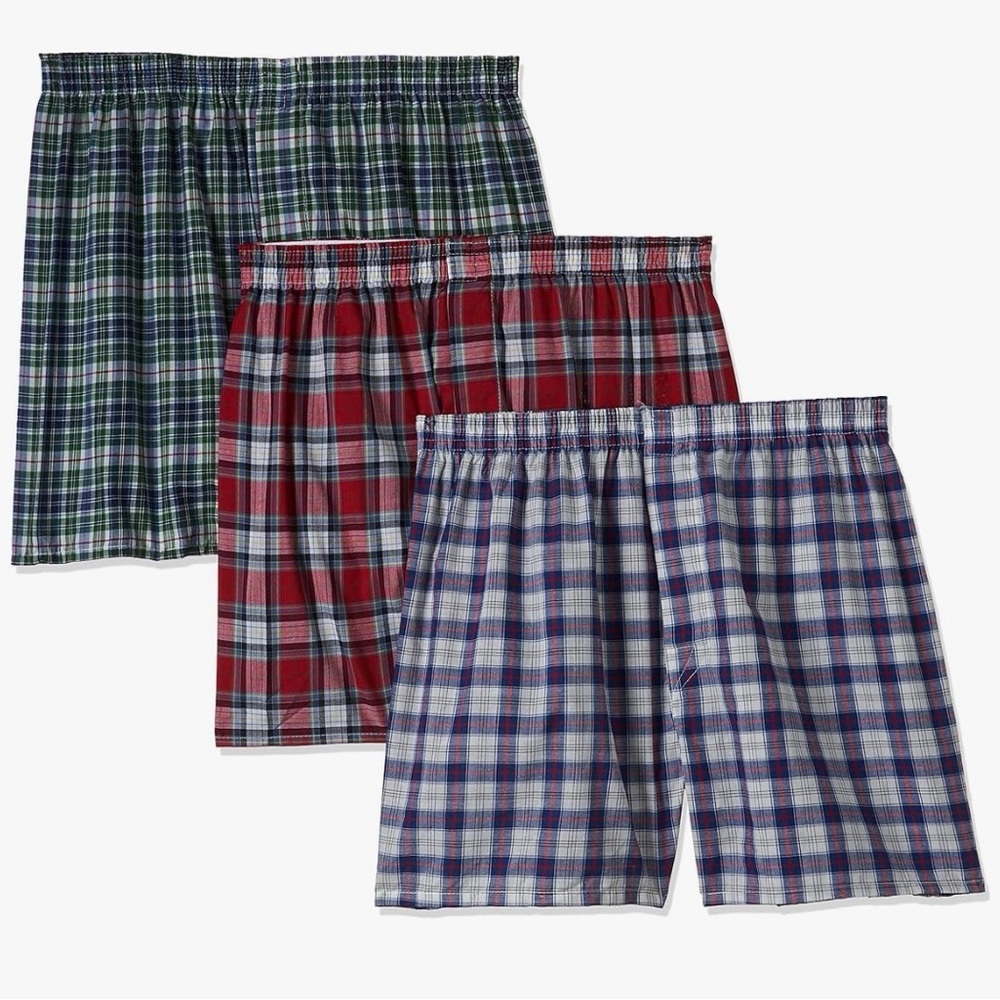 fruit of the loom plaid mens boxers